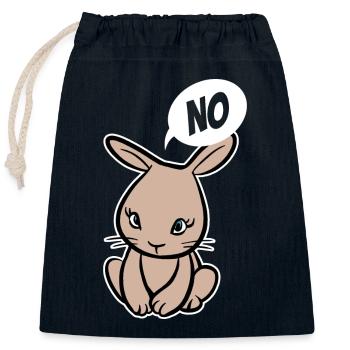 Non, je n’ai pas à le faire! - Lapin - Dire - Sac cadeau en coton avec cordon (25 x 30 cm) - bleu marine - Devant