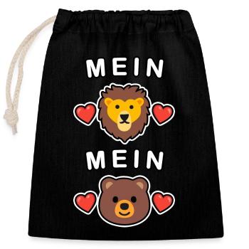 Mein Löwe, Mein Bär 🦁🐻❤️ - Verschließbarer Geschenkbeutel aus Baumwolle (25x30cm) - Schwarz - Vorne
