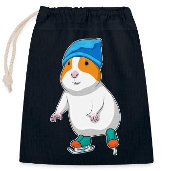 Hamster patins à glace - Sac cadeau en coton avec cordon (25 x 30 cm) - bleu marine - Devant