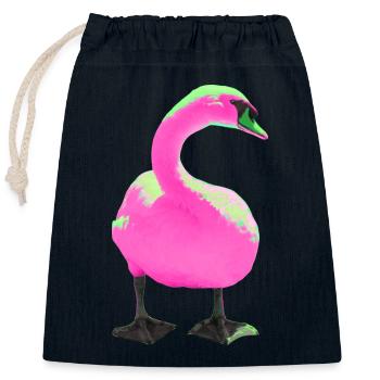 Swan - Closable cotton gift bag (25x30cm) - navy - Front