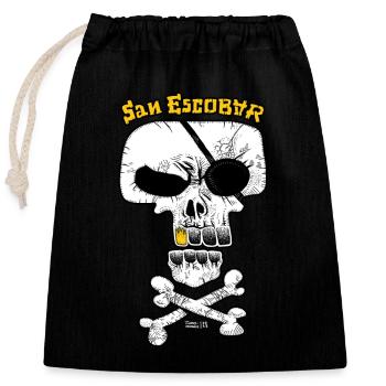 SAN ESCOBAR - Pirate Flag / Skull - Closable cotton gift bag (25x30cm) - black - Front