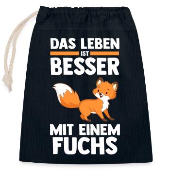 Fuchs - Verschließbarer Geschenkbeutel aus Baumwolle (25x30cm) - Navy - Vorne