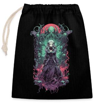Gothic Aesthetic Underworld Anime witchcraft Girl - Closable cotton gift bag (25x30cm) - black - Front