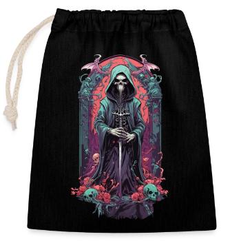 Gothic Grim Reaper Pastell Sensenmann Design - Verschließbarer Geschenkbeutel aus Baumwolle (25x30cm) - Schwarz - Vorne