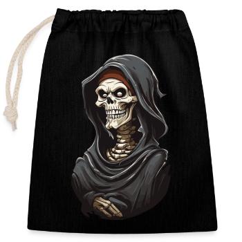 Lustiger Cartoon Grim Reaper Halloween Skelett - Verschließbarer Geschenkbeutel aus Baumwolle (25x30cm) - Schwarz - Vorne