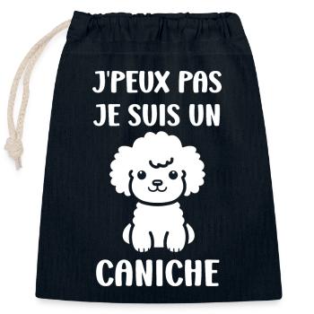 Humour chien petit caniche - Sac cadeau en coton avec cordon (25 x 30 cm) - bleu marine - Devant