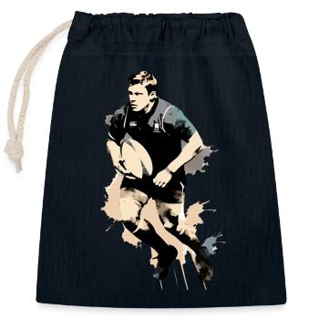 Nico the rugby player - Closable cotton gift bag (25x30cm) - navy - Front