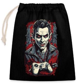 Conception de joueur de goule vampire pour Halloween - Sac cadeau en coton avec cordon (25 x 30 cm) - noir - Devant