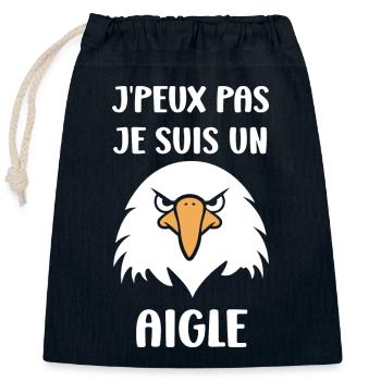 Citation humour Oiseau aigle - Sac cadeau en coton avec cordon (25 x 30 cm) - bleu marine - Devant