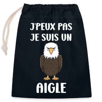 Citation humour Oiseau aigle - Sac cadeau en coton avec cordon (25 x 30 cm) - bleu marine - Devant