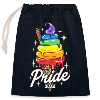 Regenbogen-Eiscreme-Stolz - Verschließbarer Geschenkbeutel aus Baumwolle (25x30cm) - Navy - Vorne