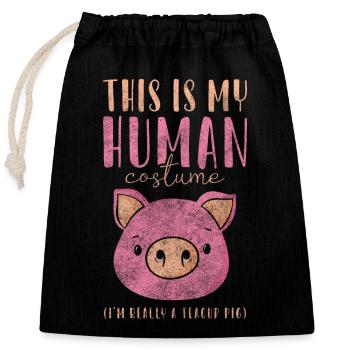 Teacup pet - Closable cotton gift bag (25x30cm) - black - Front