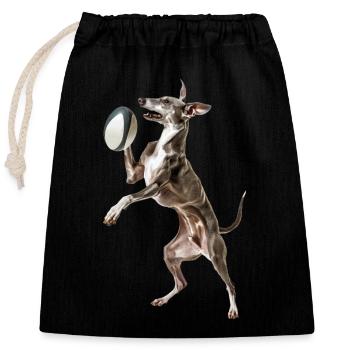 Italienischer Windspielhund - Verschließbarer Geschenkbeutel aus Baumwolle (25x30cm) - Schwarz - Vorne
