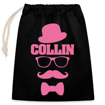 Vorname Collin - Verschließbarer Geschenkbeutel aus Baumwolle (25x30cm) - Schwarz - Vorne