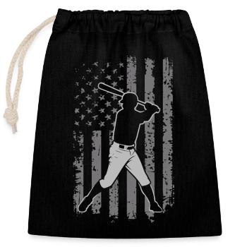 Patriotic Baseball Player American Flag Vintage - Verschließbarer Geschenkbeutel aus Baumwolle (25x30cm) - Schwarz - Vorne