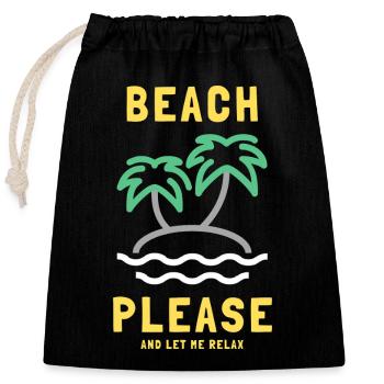 Plage, s’il te plaît, et laisse-moi me détendre - Sac cadeau en coton avec cordon (25 x 30 cm) - noir - Devant