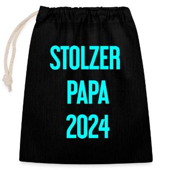 Proud Dad 2024 – pour les nouveaux papas - Sac cadeau en coton avec cordon (25 x 30 cm) - noir - Devant