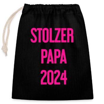 Proud Dad 2024 – pour les nouveaux papas - Sac cadeau en coton avec cordon (25 x 30 cm) - noir - Devant