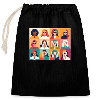 WMN PWR - Nous sommes une famille - Sac cadeau en coton avec cordon (25 x 30 cm) - noir - Devant