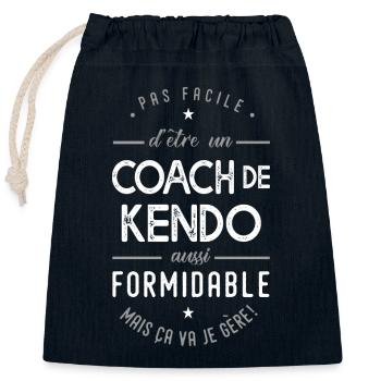 coach Kendo formidable cadeau sport combat - Sac cadeau en coton avec cordon (25 x 30 cm) - bleu marine - Devant
