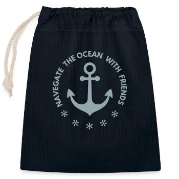 Anker - Verschließbarer Geschenkbeutel aus Baumwolle (25x30cm) - Navy - Vorne