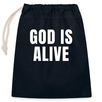 Gott lebt - Christliche Zitate - Verschließbarer Geschenkbeutel aus Baumwolle (25x30cm) - Navy - Vorne