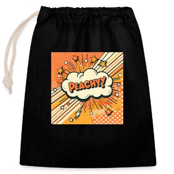 Pêche Pêche - Sac cadeau en coton avec cordon (25 x 30 cm) - noir - Devant