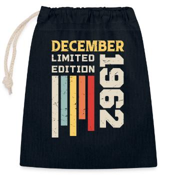 Décembre 1962 Cadeau Anniversaire - Décembre 1962 - Sac cadeau en coton avec cordon (25 x 30 cm) - bleu marine - Devant