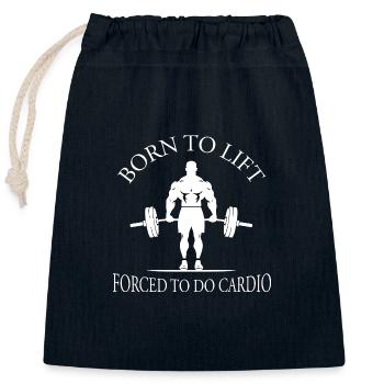 Gym Bodybuilding Born To Lift Forced To Do Cardio - Verschließbarer Geschenkbeutel aus Baumwolle (25x30cm) - Navy - Vorne