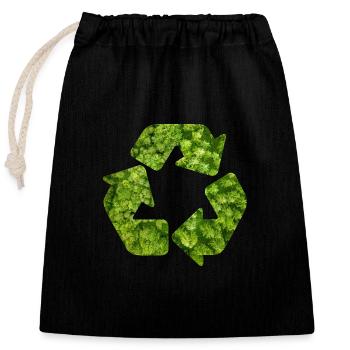 Recycler Protection de l’environnement Nature Forêt Recyclage - Sac cadeau en coton avec cordon (25 x 30 cm) - noir - Devant