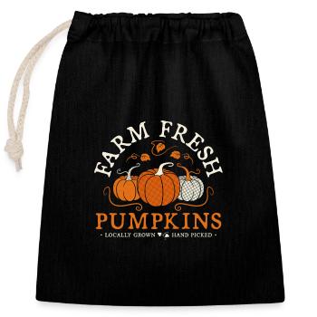 Kürbisse pflücken Farm Fresh Pumpkins Feld Garten - Verschließbarer Geschenkbeutel aus Baumwolle (25x30cm) - Schwarz - Vorne