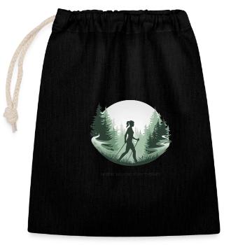 La marche nordique est ma thérapie – Running Forest Nature - Sac cadeau en coton avec cordon (25 x 30 cm) - noir - Devant