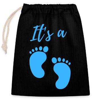 Baby Announcement Pregnancy - Boy - Surprise - Closable cotton gift bag (25x30cm) - black - Front