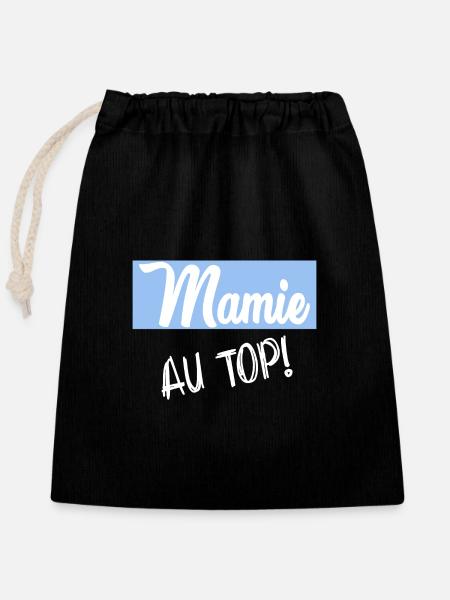 MAMIE. FÊTE DES MÈRES. BONNE FÊTE MAMIE. JE T'AIME - Sac cadeau en coton avec cordon (25 x 30 cm) - noir