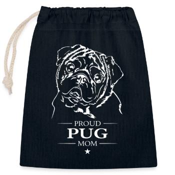 Pug Mom Hunde Hund Mops Wilsigns - Verschließbarer Geschenkbeutel aus Baumwolle (25x30cm) - Navy - Vorne