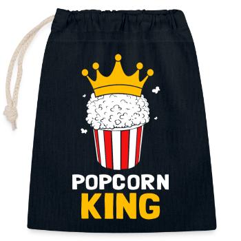 Popcorn König - Verschließbarer Geschenkbeutel aus Baumwolle (25x30cm) - Navy - Vorne