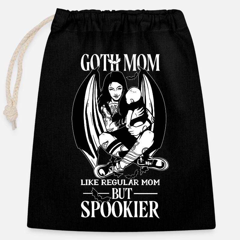 GOTH MOM LIKE NORMAL MOM GOTHIC MAMA SATAN - Closable cotton gift bag (25x30cm) - black