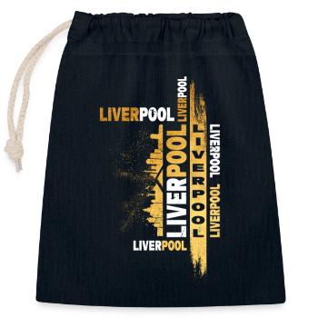 Liverpool Angleterre Royaume-Uni City Skyline Gold Grunge - Sac cadeau en coton avec cordon (25 x 30 cm) - bleu marine - Devant