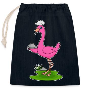 Flamingo Cooking Cooking Serving Bell - Closable cotton gift bag (25x30cm) - navy - Front