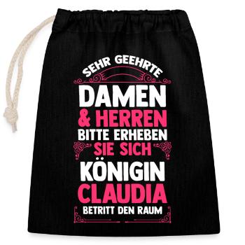 Claudia - Verschließbarer Geschenkbeutel aus Baumwolle (25x30cm) - Schwarz - Vorne