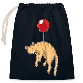 Katze Luftballon - Verschließbarer Geschenkbeutel aus Baumwolle (25x30cm) - Navy - Vorne