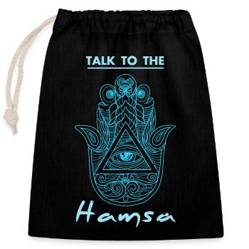 Yoga Hamsa Hand Hindu Buddhismus Symbol - Verschließbarer Geschenkbeutel aus Baumwolle (25x30cm) - Schwarz - Vorne