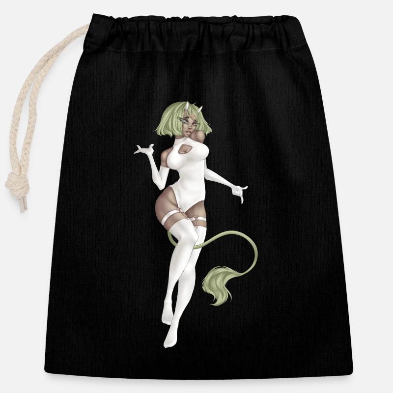 Anime Design - Verschließbarer Geschenkbeutel aus Baumwolle (25x30cm) - Schwarz