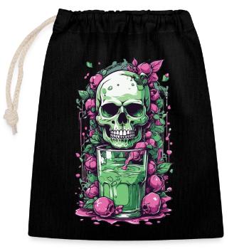 Gothic Skull Weirdcore Illustration Occult - Closable cotton gift bag (25x30cm) - black - Front