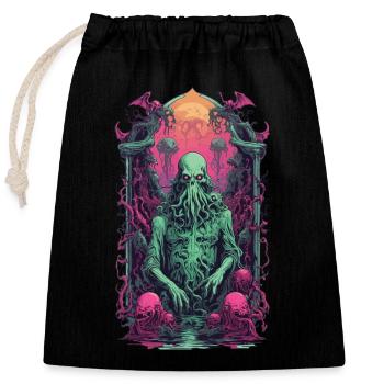 Cthulhu Gothic Vaporwave Halloween Design - Closable cotton gift bag (25x30cm) - black - Front