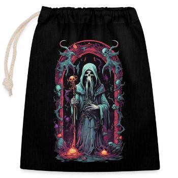 Unterwelt Grim Reaper Magie Halloween Design - Verschließbarer Geschenkbeutel aus Baumwolle (25x30cm) - Schwarz - Vorne