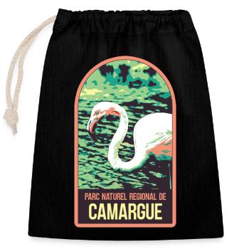 Flamingo Pink Camargue: Enchanted Nature - Closable cotton gift bag (25x30cm) - black - Front