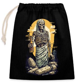 Durstige Mumie Bier Halloween Pharao Design - Verschließbarer Geschenkbeutel aus Baumwolle (25x30cm) - Schwarz - Vorne