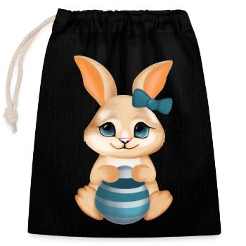 Mignon Lapin – Illustration mignonne - Sac cadeau en coton avec cordon (25 x 30 cm) - noir - Devant