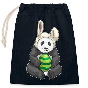Oreilles de lapin de Pâques panda - Sac cadeau en coton avec cordon (25 x 30 cm) - bleu marine - Devant